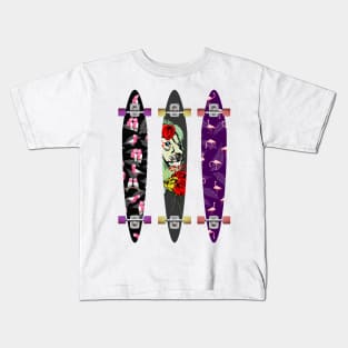 Longboard Skateboard pattern Kids T-Shirt